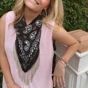 silk bandana with bedazzled fringe| perfect for THE ERAS TOUR